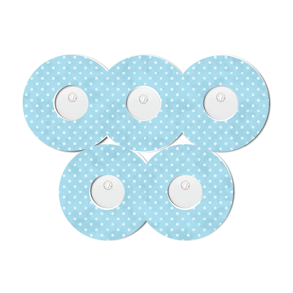Polka Dots Aquablue 5 Pack CGM Patches