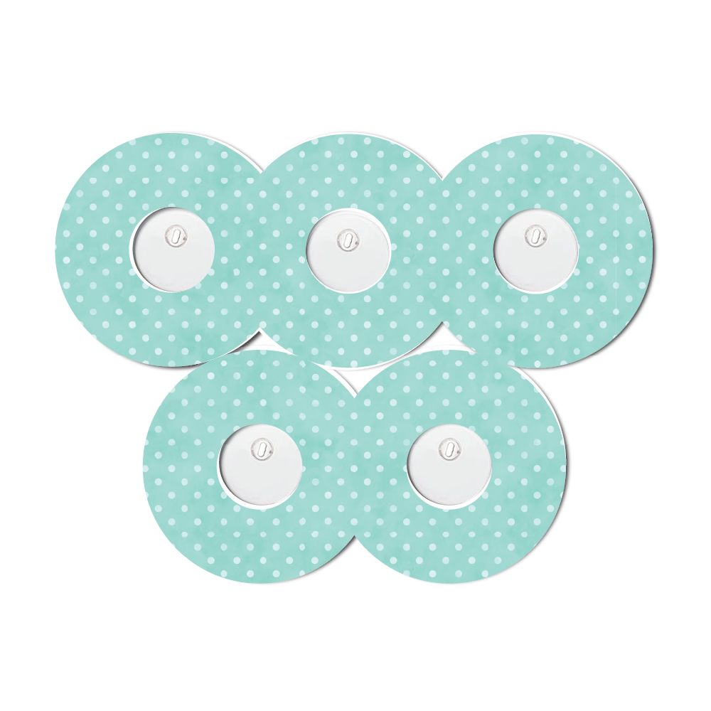 Polka Dots Aqua Green 5 Pack CGM Patches