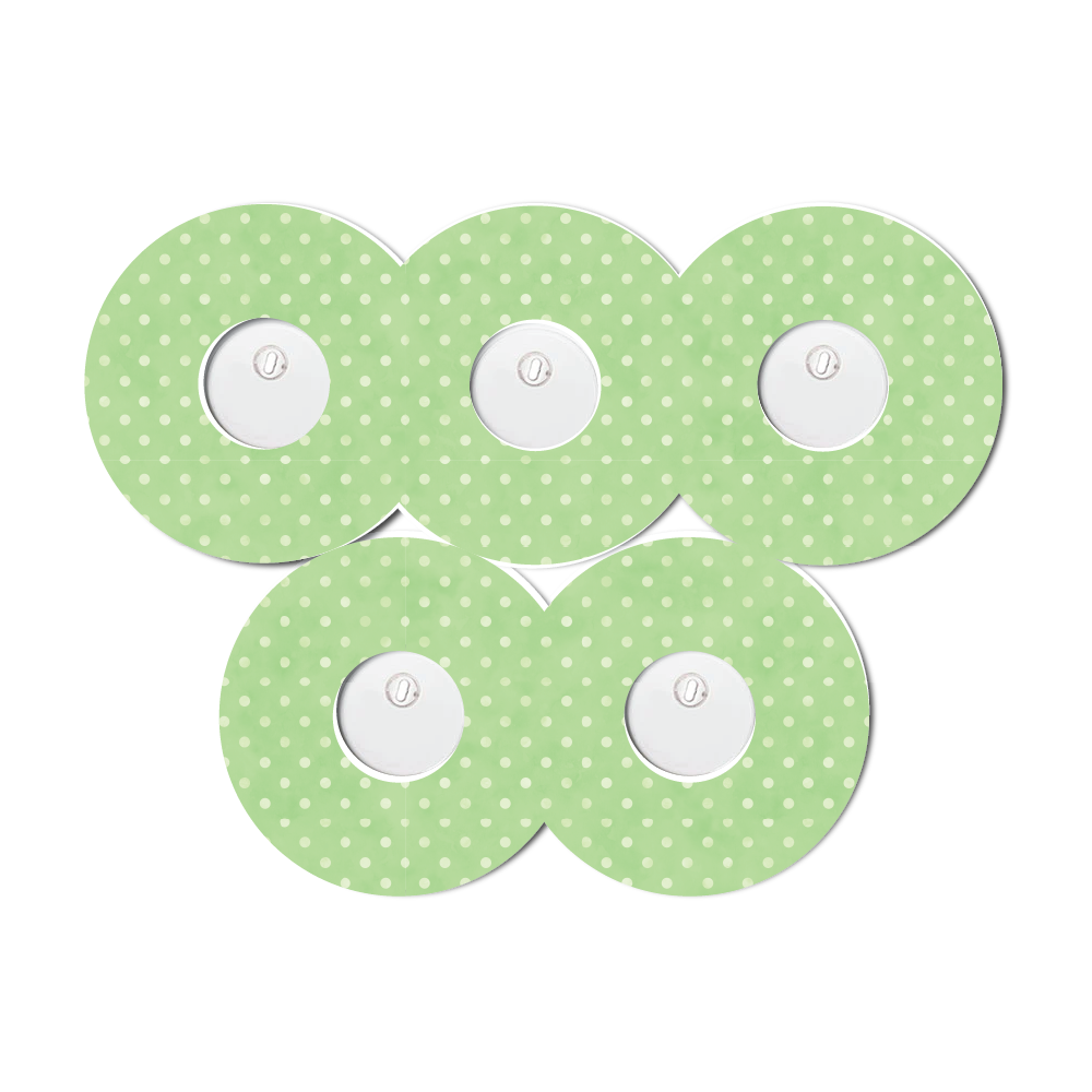 Polka Dots Leaf Green 5 Pack CGM Patches