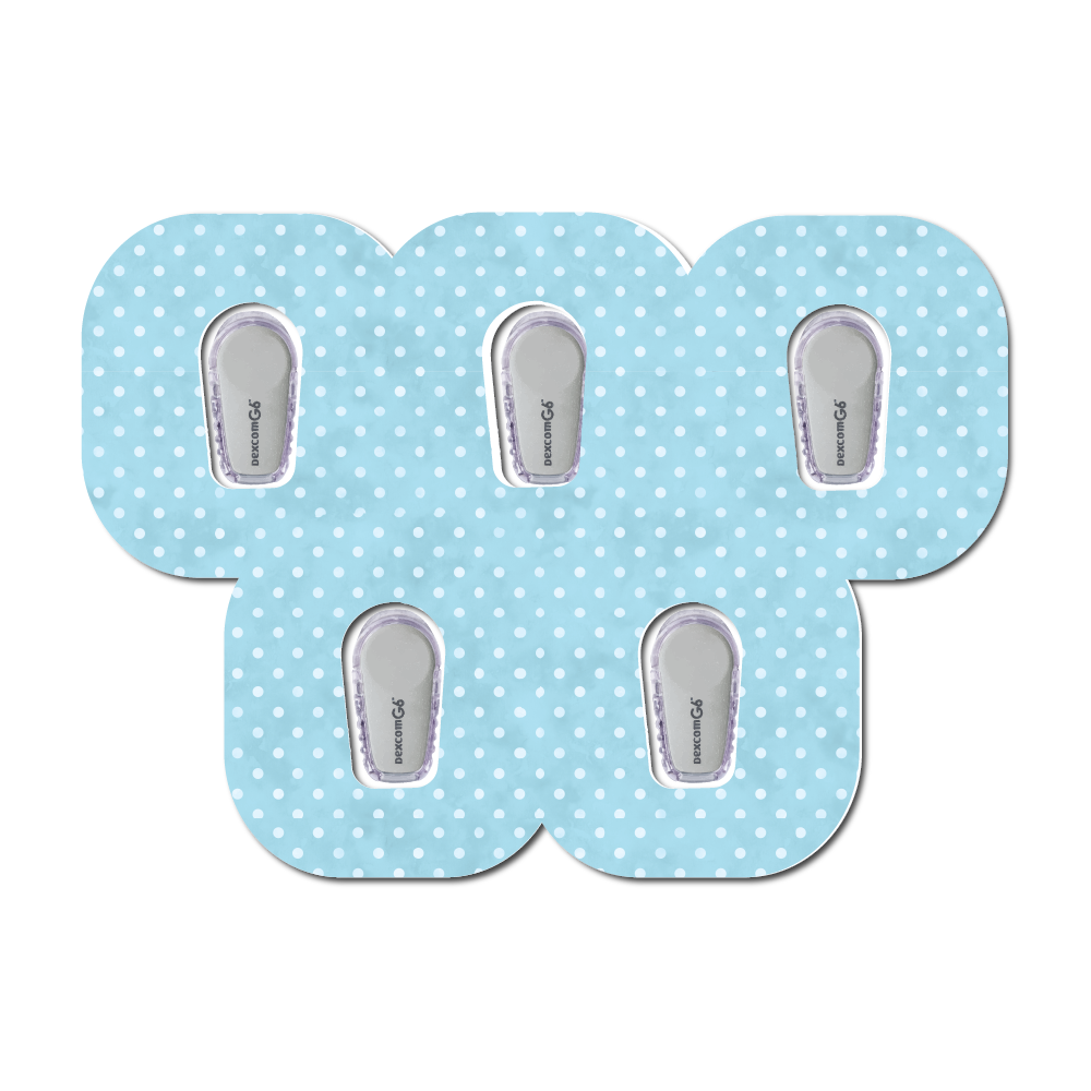 Polka Dots Aquablue 5 Pack CGM Patches