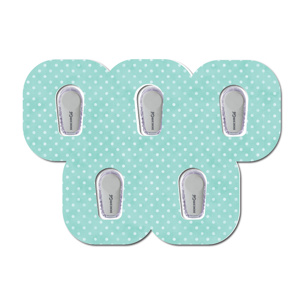 Polka Dots Aqua Green 5 Pack CGM Patches