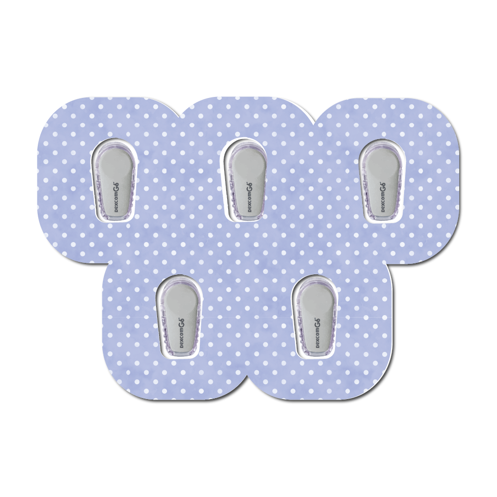 Polka Dots Blue 5 Pack CGM Patches