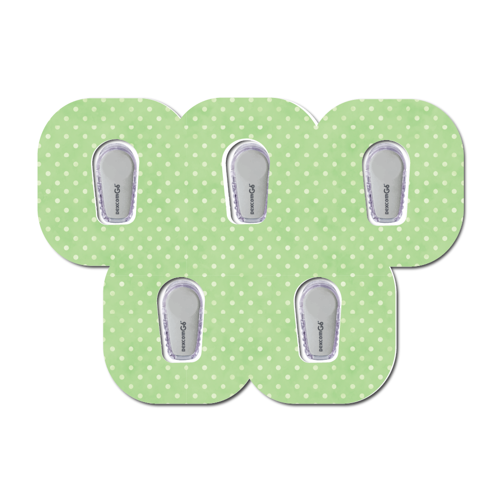 Polka Dots Leaf Green 5 Pack CGM Patches
