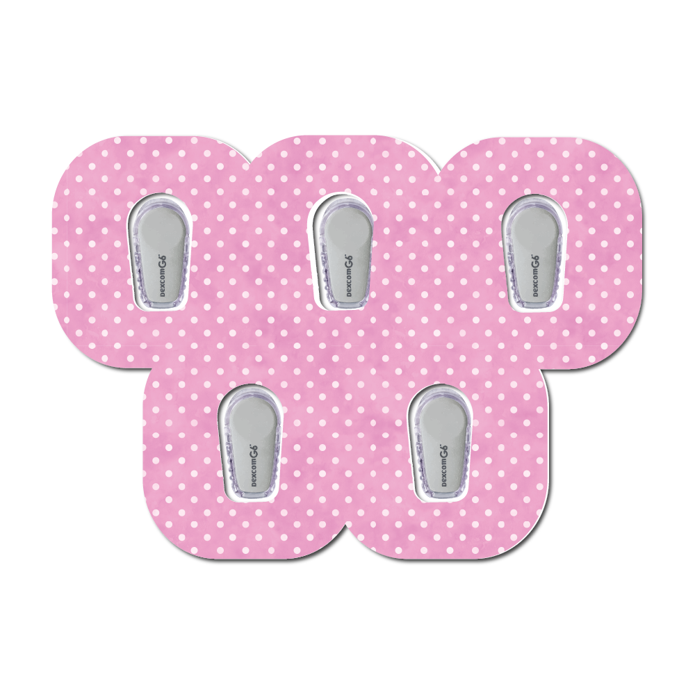 Polka Dots Pink 5 Pack CGM Patches