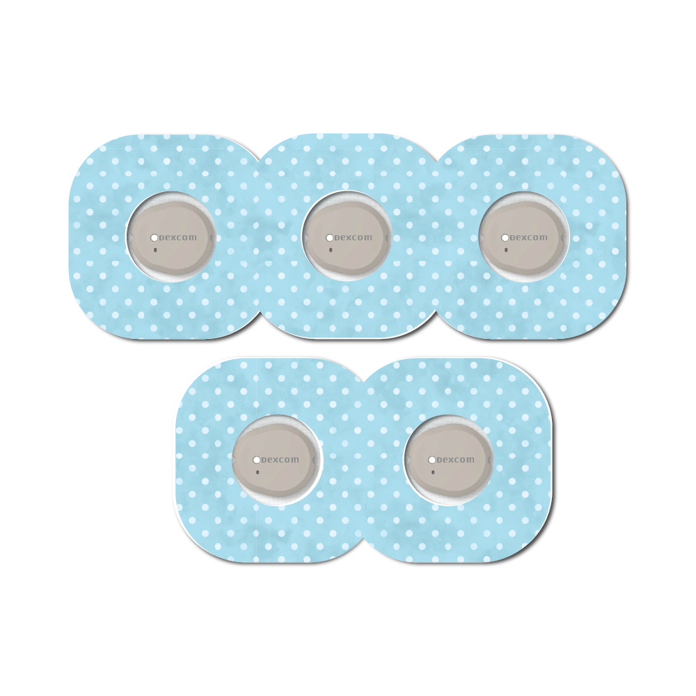 Polka Dots Aquablue 5 Pack CGM Patches