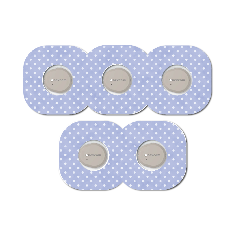 Polka Dots Blue 5 Pack CGM Patches