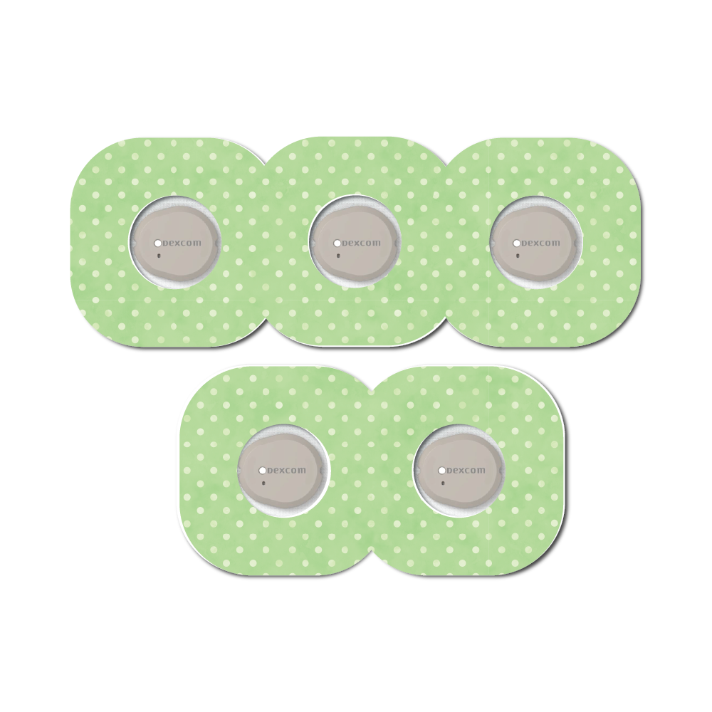 Polka Dots Leaf Green 5 Pack CGM Patches