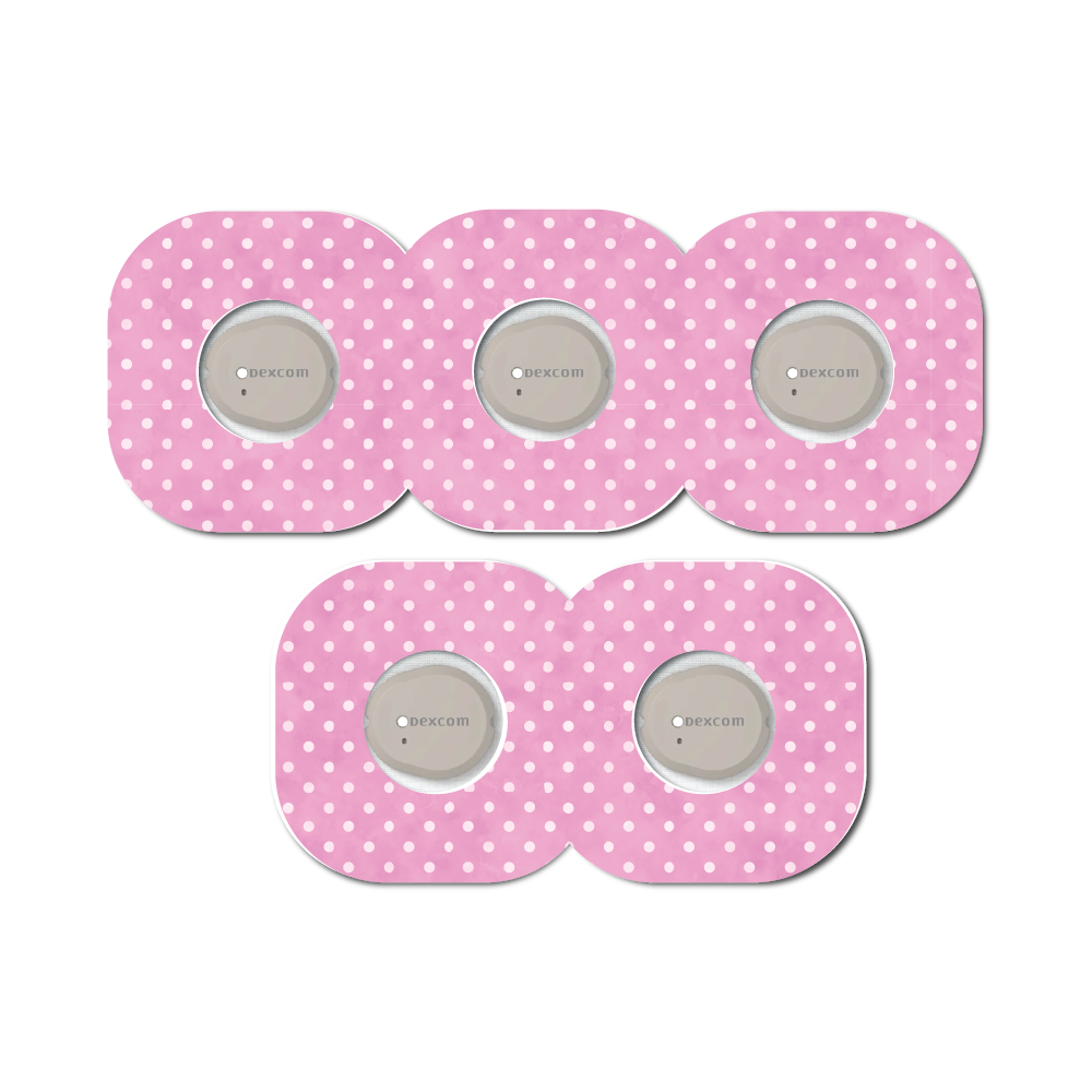 Polka Dots Pink 5 Pack CGM Patches