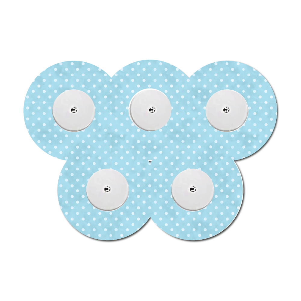 Polka Dots Aquablue 5 Pack CGM Patches