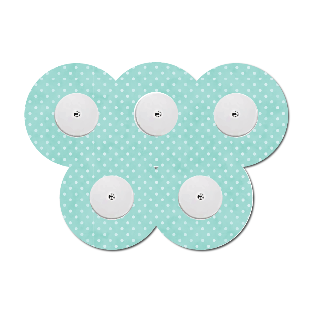 Polka Dots Aqua Green 5 Pack CGM Patches
