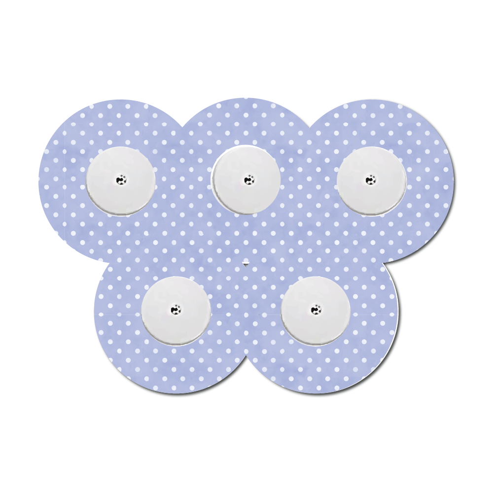 Polka Dots Blue 5 Pack CGM Patches