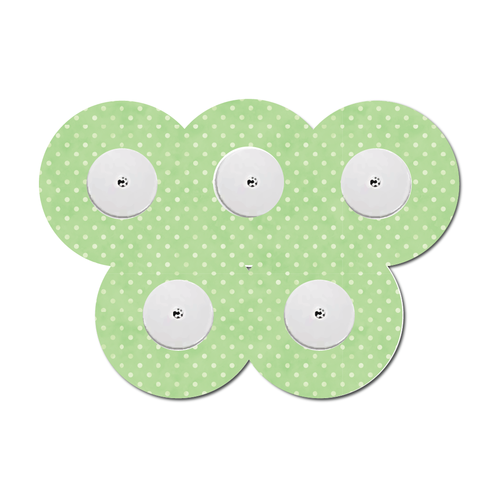 Polka Dots Leaf Green 5 Pack CGM Patches