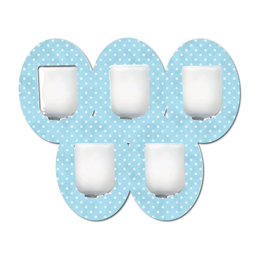 Polka Dots Aquablue 5 Pack CGM Patches