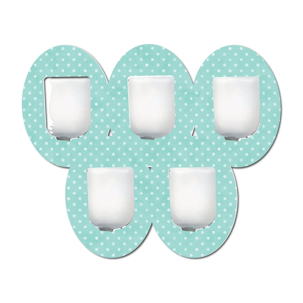 Polka Dots Aqua Green 5 Pack CGM Patches