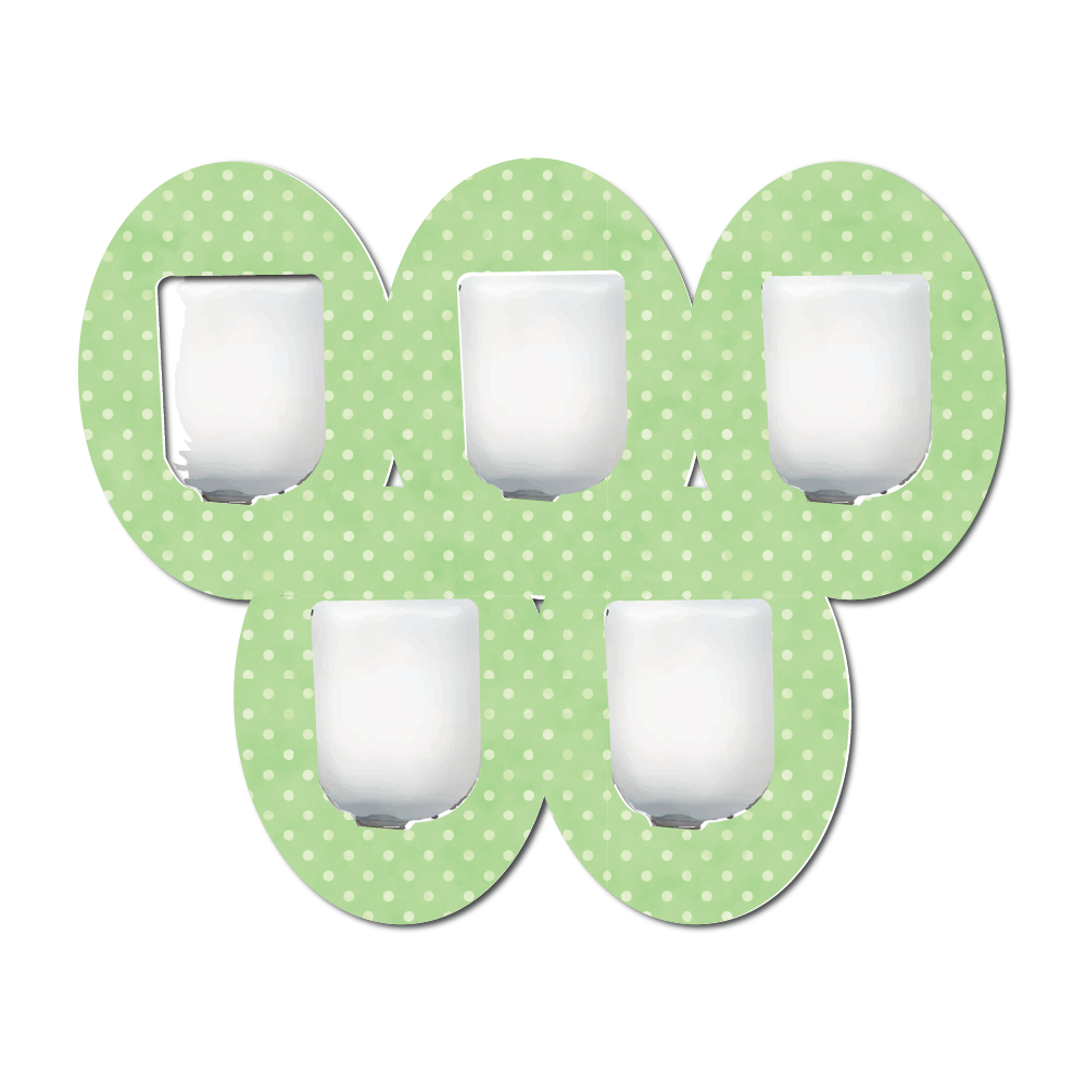 Polka Dots Leaf Green 5 Pack CGM Patches