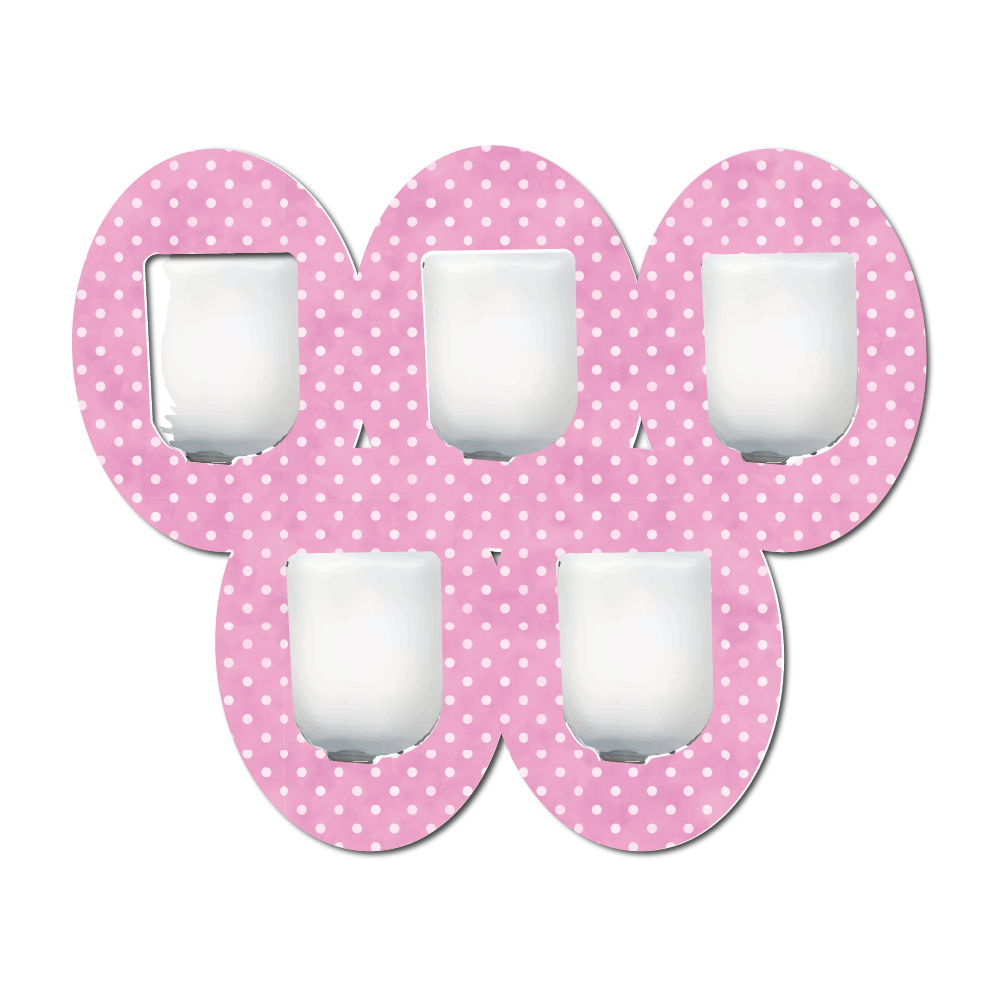 Polka Dots Pink 5 Pack CGM Patches
