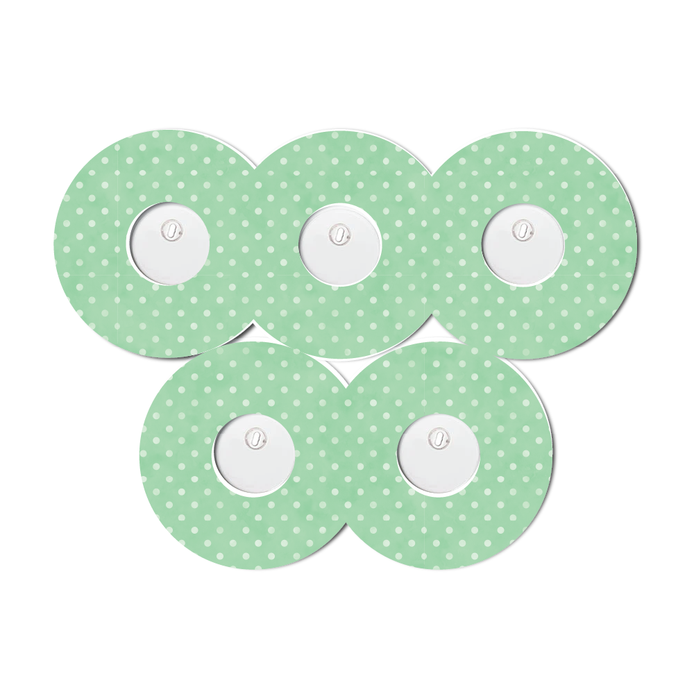 Polka Dots Green 5 Pack CGM Patches