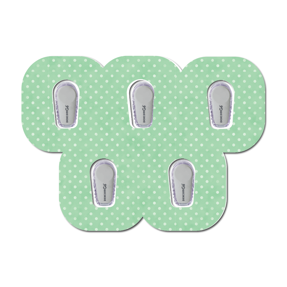 Polka Dots Green 5 Pack CGM Patches