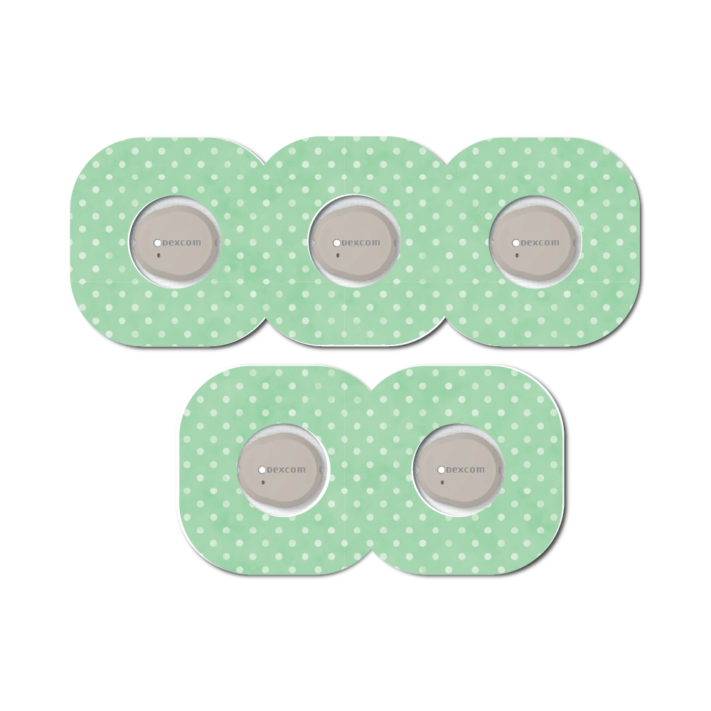 Polka Dots Green 5 Pack CGM Patches