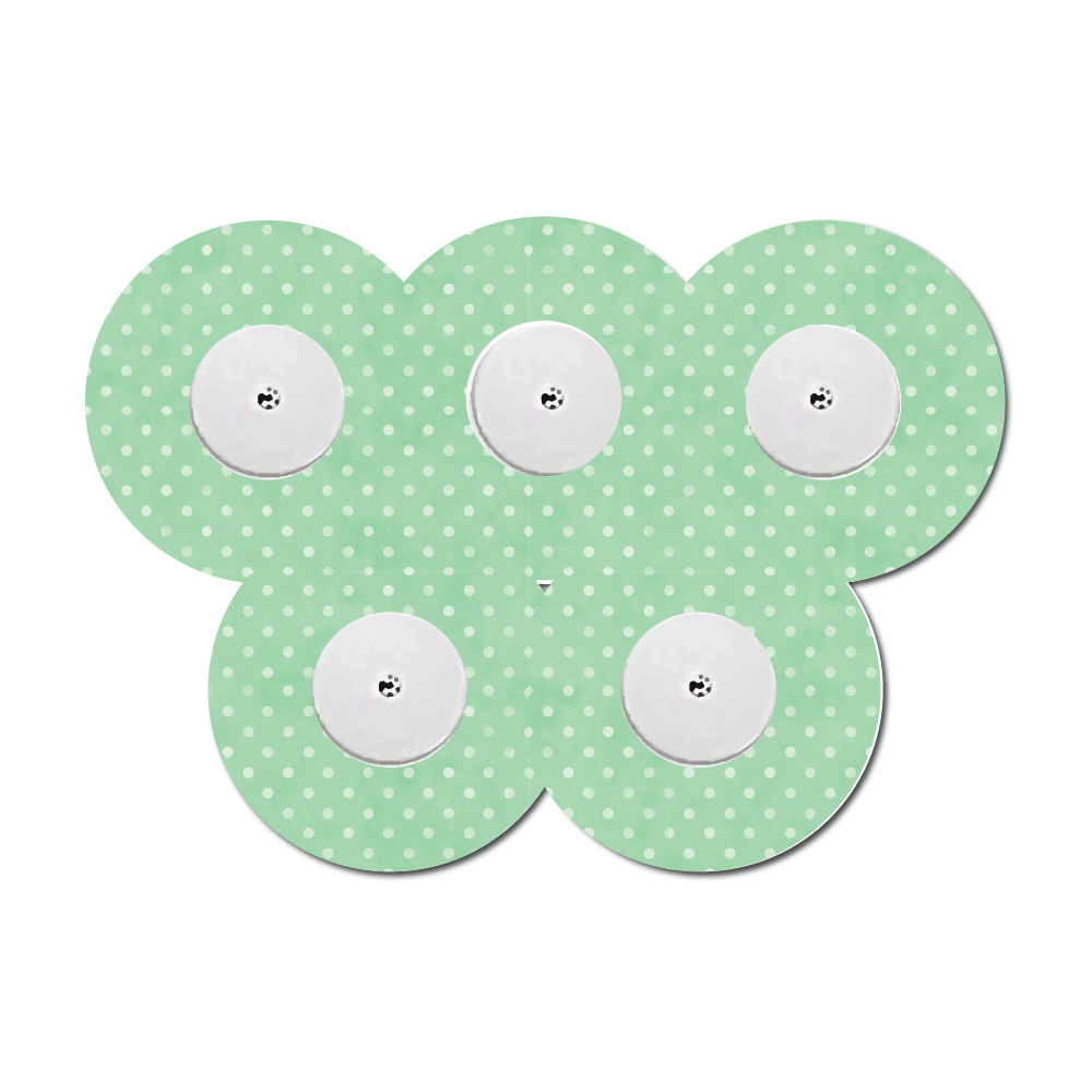 Polka Dots Green 5 Pack CGM Patches