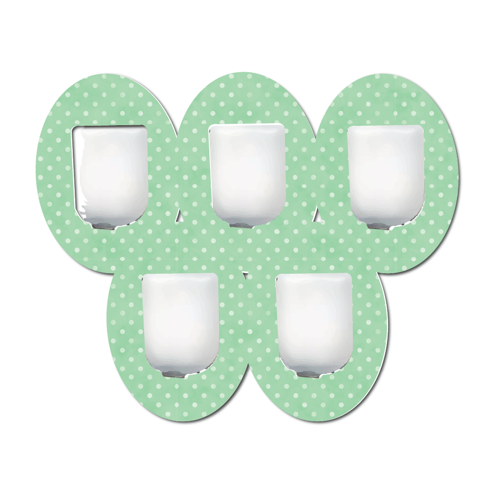 Polka Dots Green 5 Pack CGM Patches