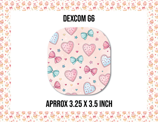 Bows and Hearts CGM Decorative Over Patch (No Hole)