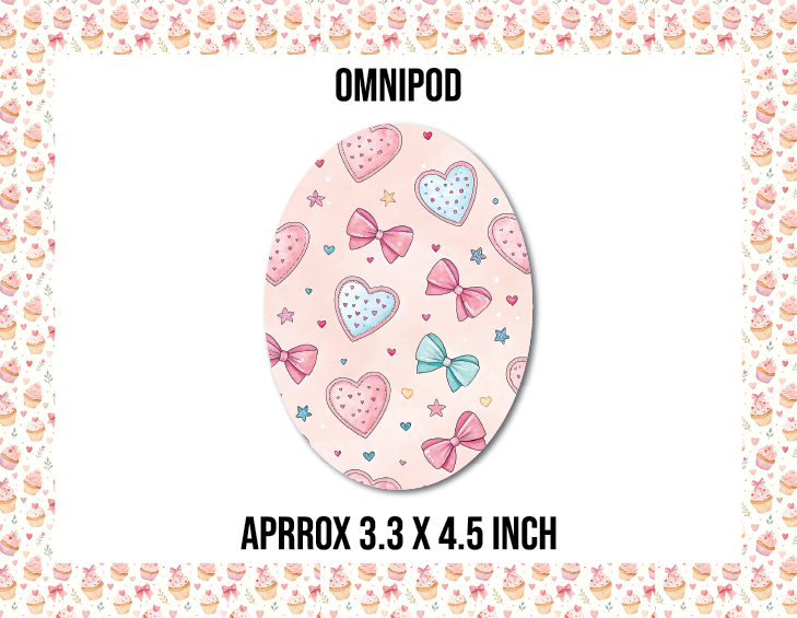 Bows and Hearts CGM Decorative Over Patch (No Hole)