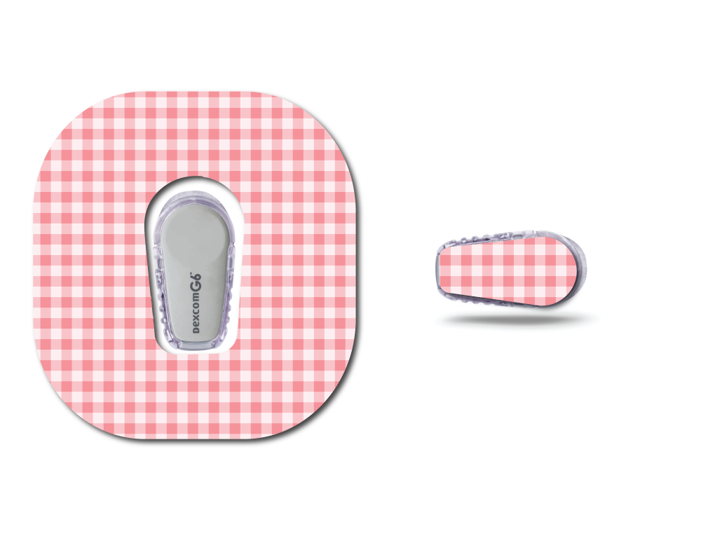 Strawberry Coquette Dark Pink Gingham Continuous Glucose Monitor Set