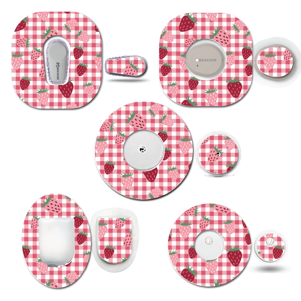Strawberry Coquette Plaid Continuous Glucose Monitor (CGM) Set