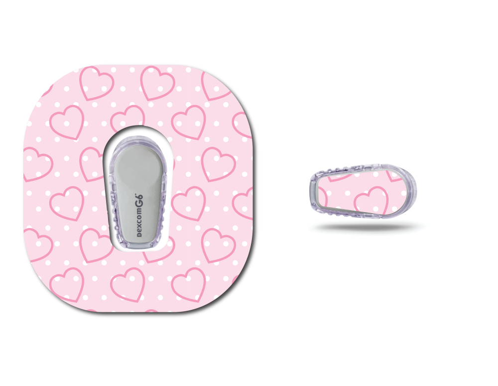 Pretty Pink Hearts Continuous Glucose Monitor (CGM) Set