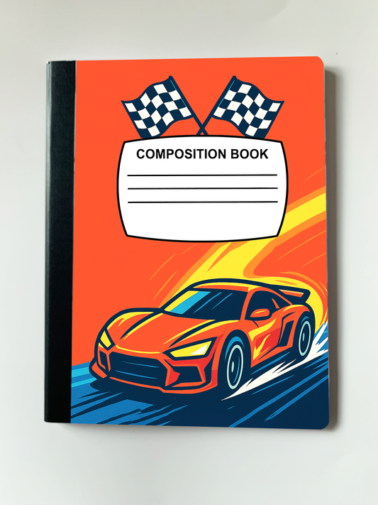 Personalized Composition Notebook - Race Car with Frame