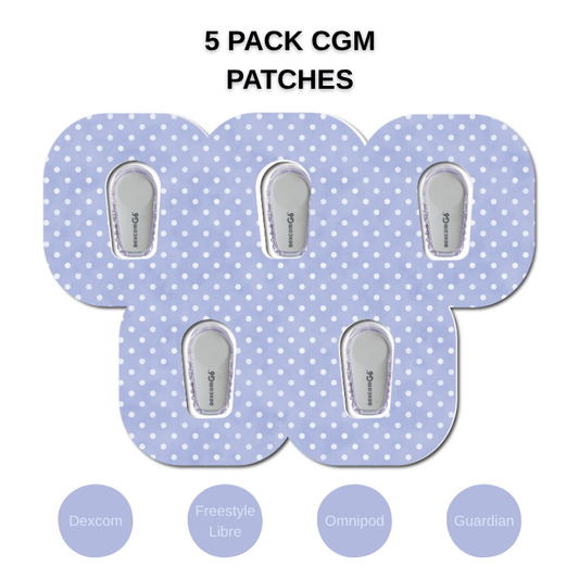 Polka Dots Blue 5 Pack CGM Patches