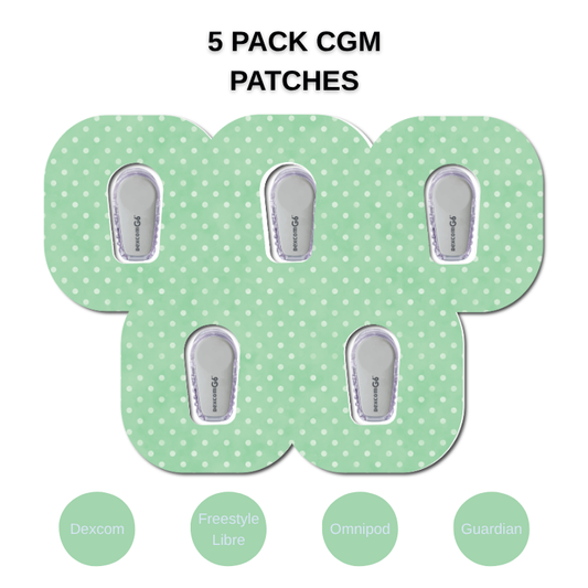 Polka Dots Green 5 Pack CGM Patches