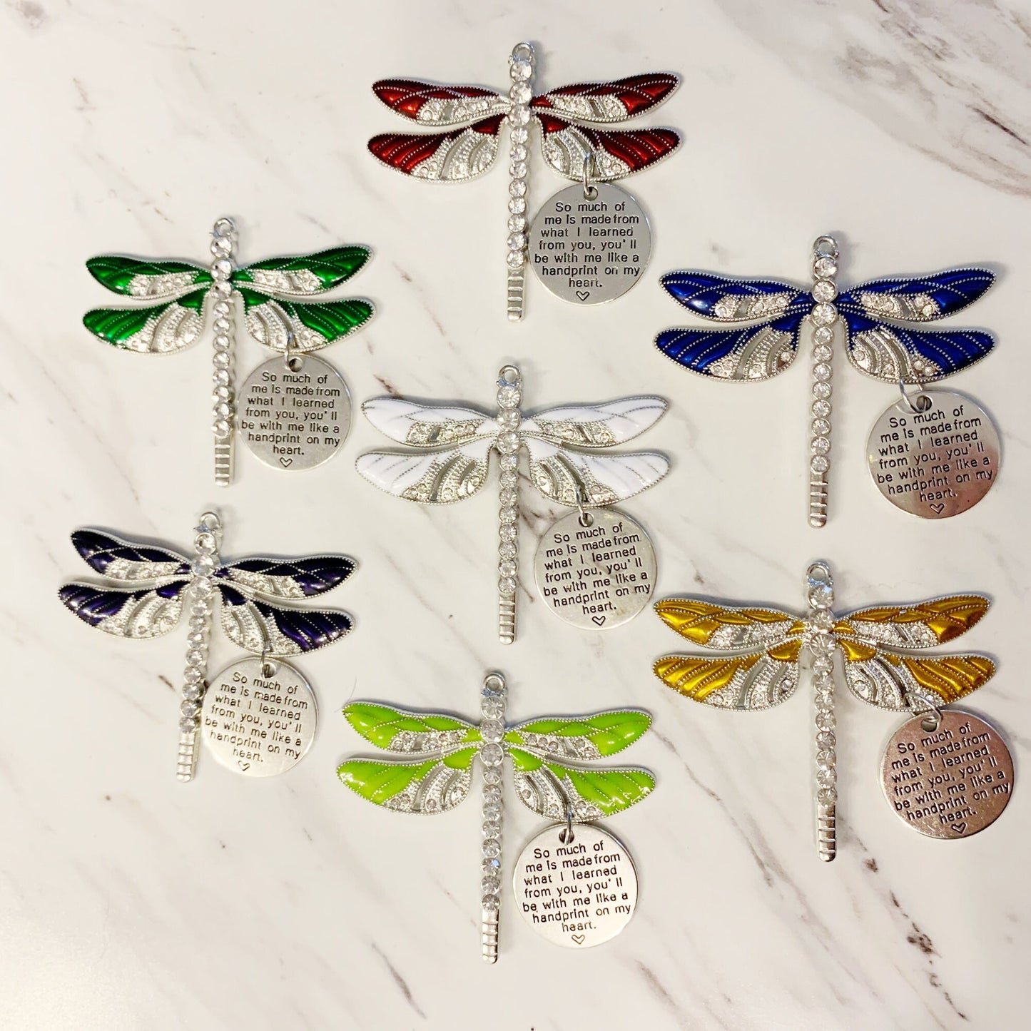 White Dragonfly Memorial Ornament - So Much of Me White Rear View Mirror Accessory