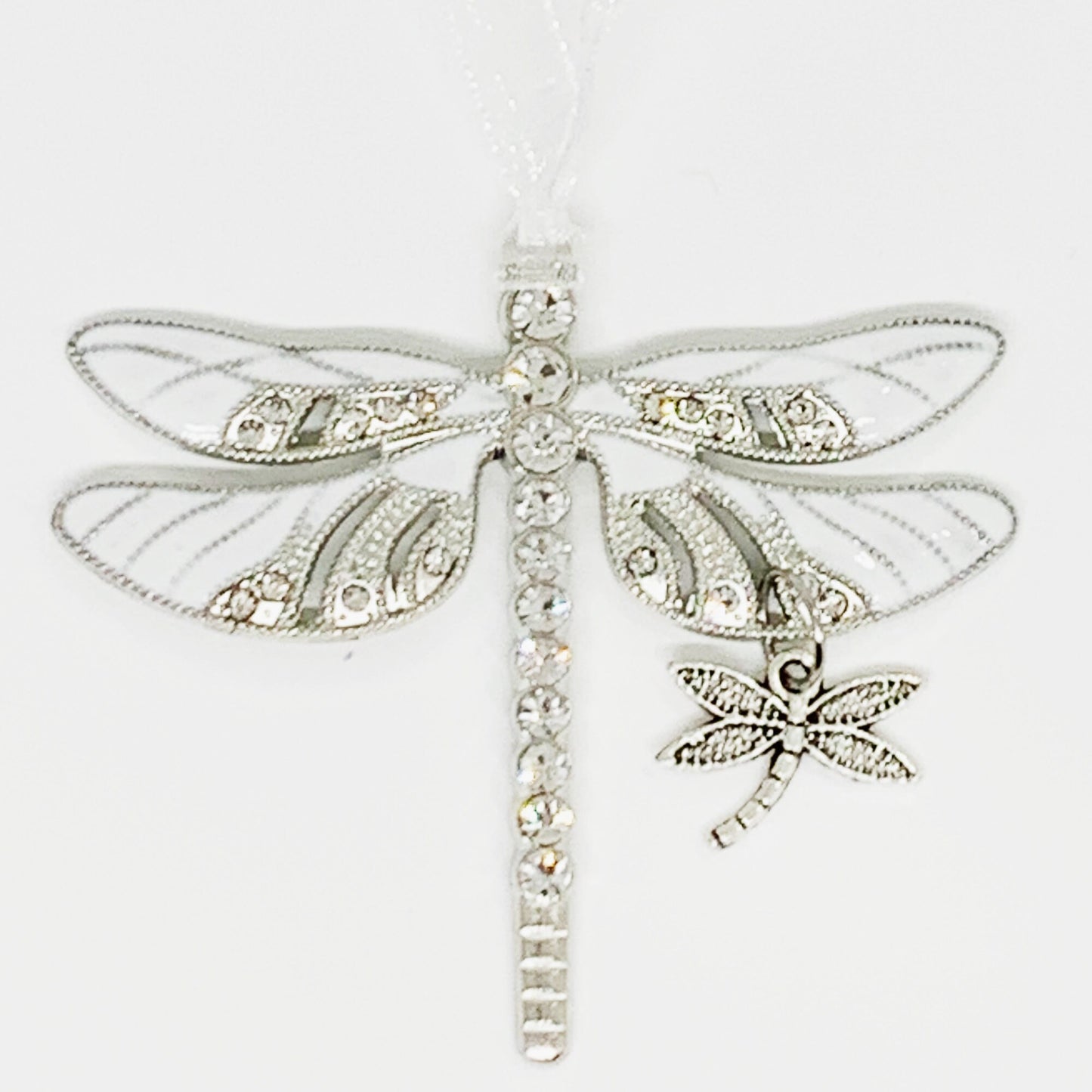 White Dragonfly and Baby Keepsake Pendant, Mama and Baby Mother's Day Gift