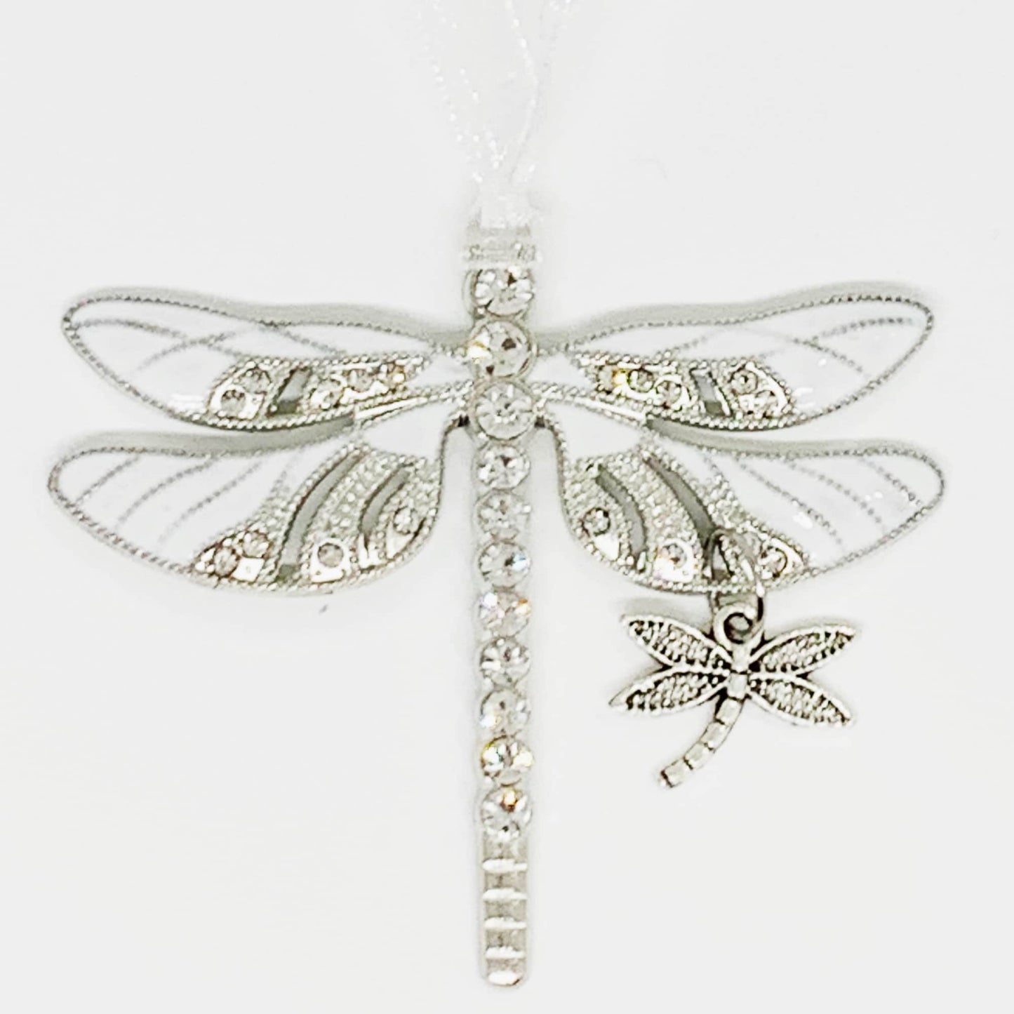 White Dragonfly and Baby Keepsake Pendant, Mama and Baby Mother's Day Gift