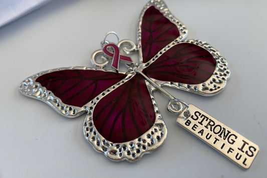 Purple Strong is Beautiful Purple Butterfly Pendant