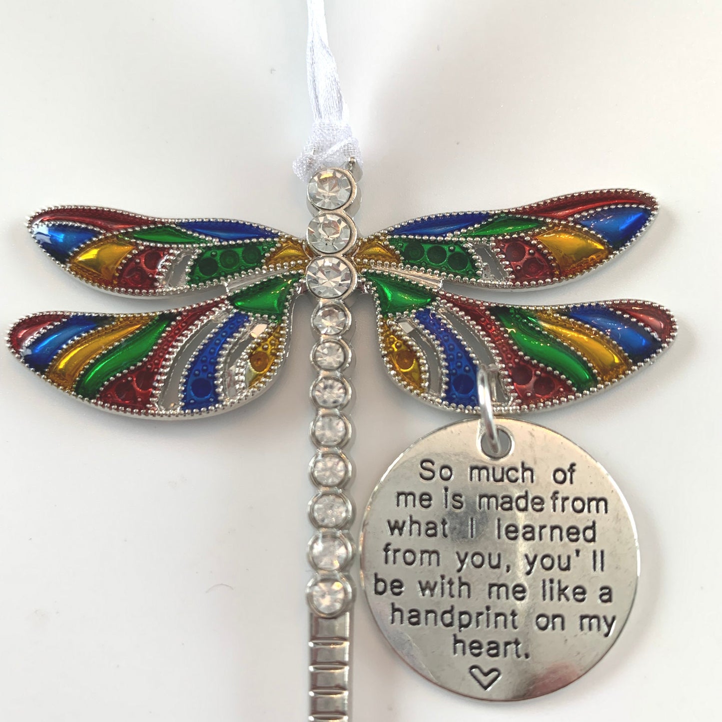 Rainbow Dragonfly Memorial Pendant