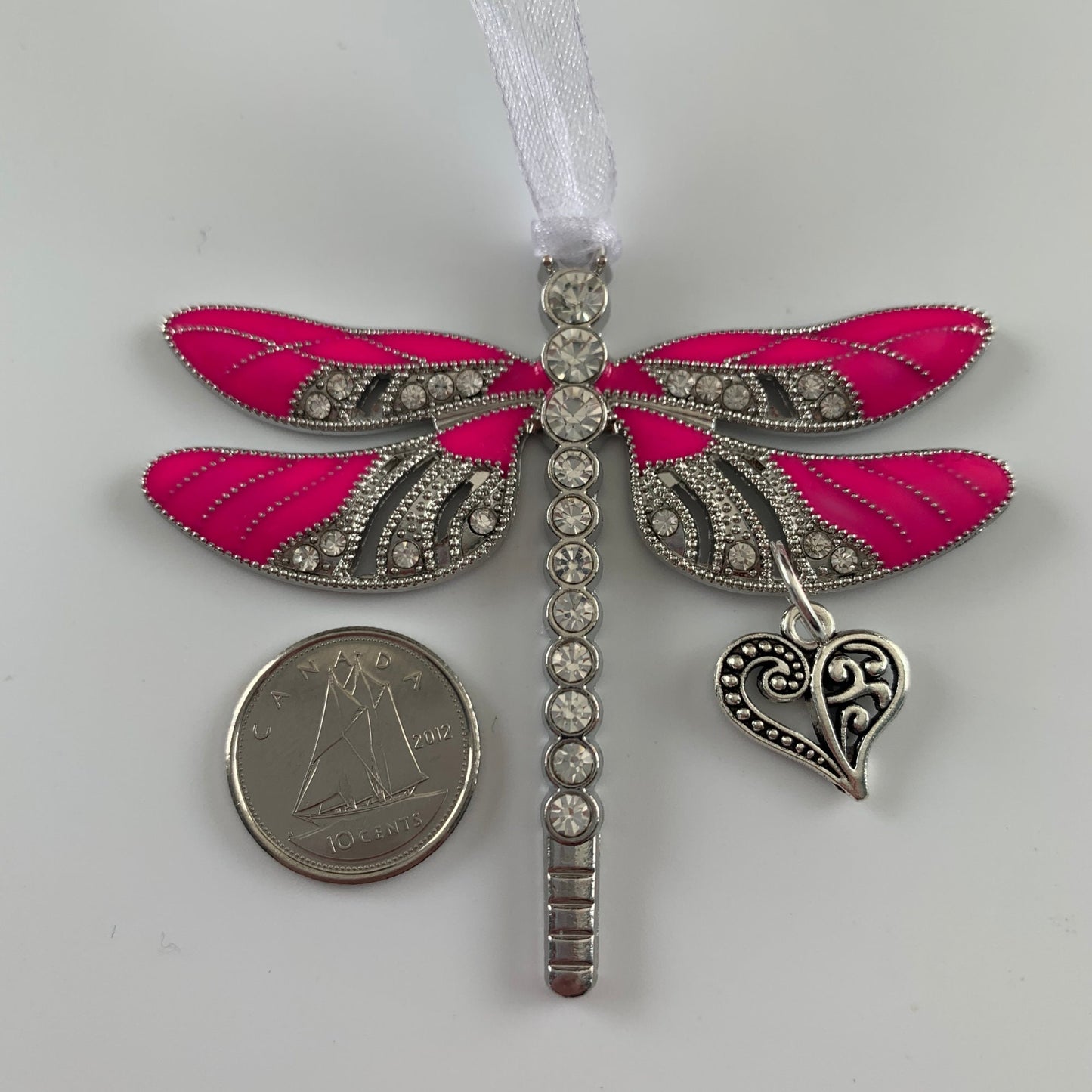 Pink Dragonfly Love Heart Pendant Keepsake