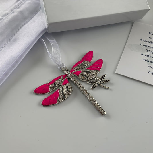 Pink Dragonfly and Baby Keepsake Pendant