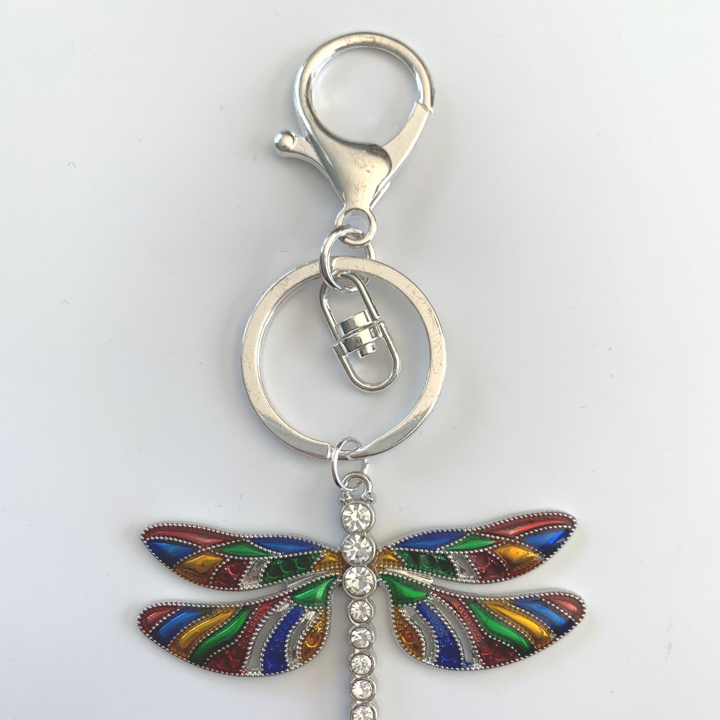 Rainbow Dragonfly Heart Pendant