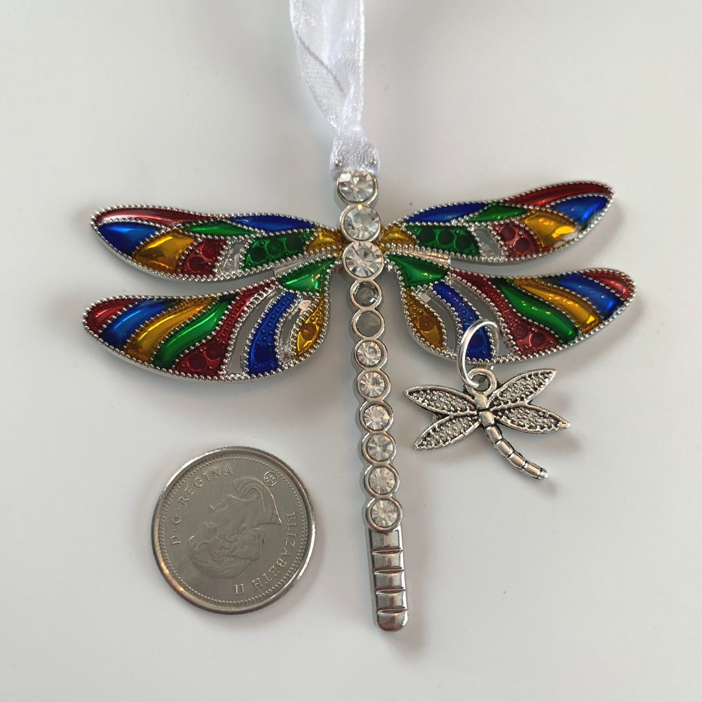 Rainbow Dragonfly and Baby Keepsake Pendant