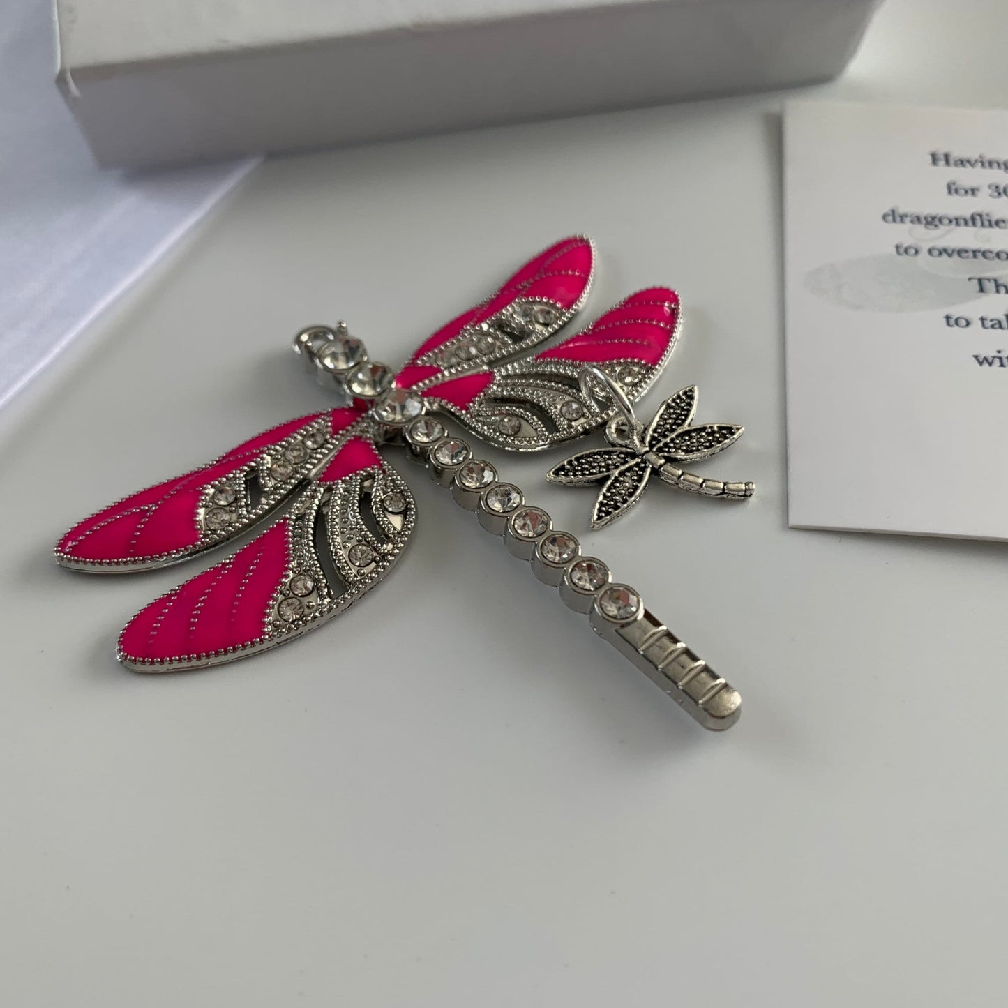 Pink Dragonfly and Baby Keepsake Pendant