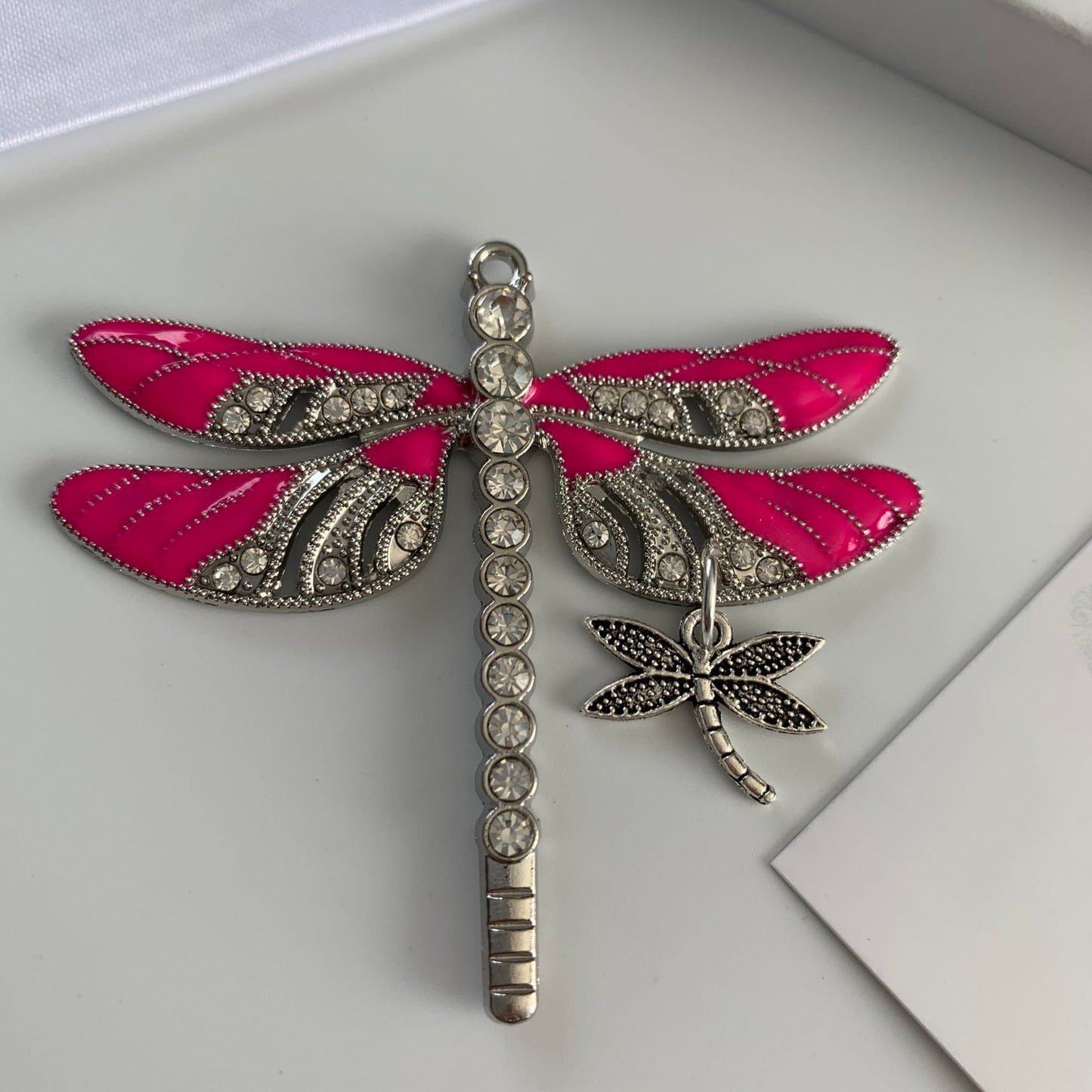 Pink Dragonfly and Baby Keepsake Pendant