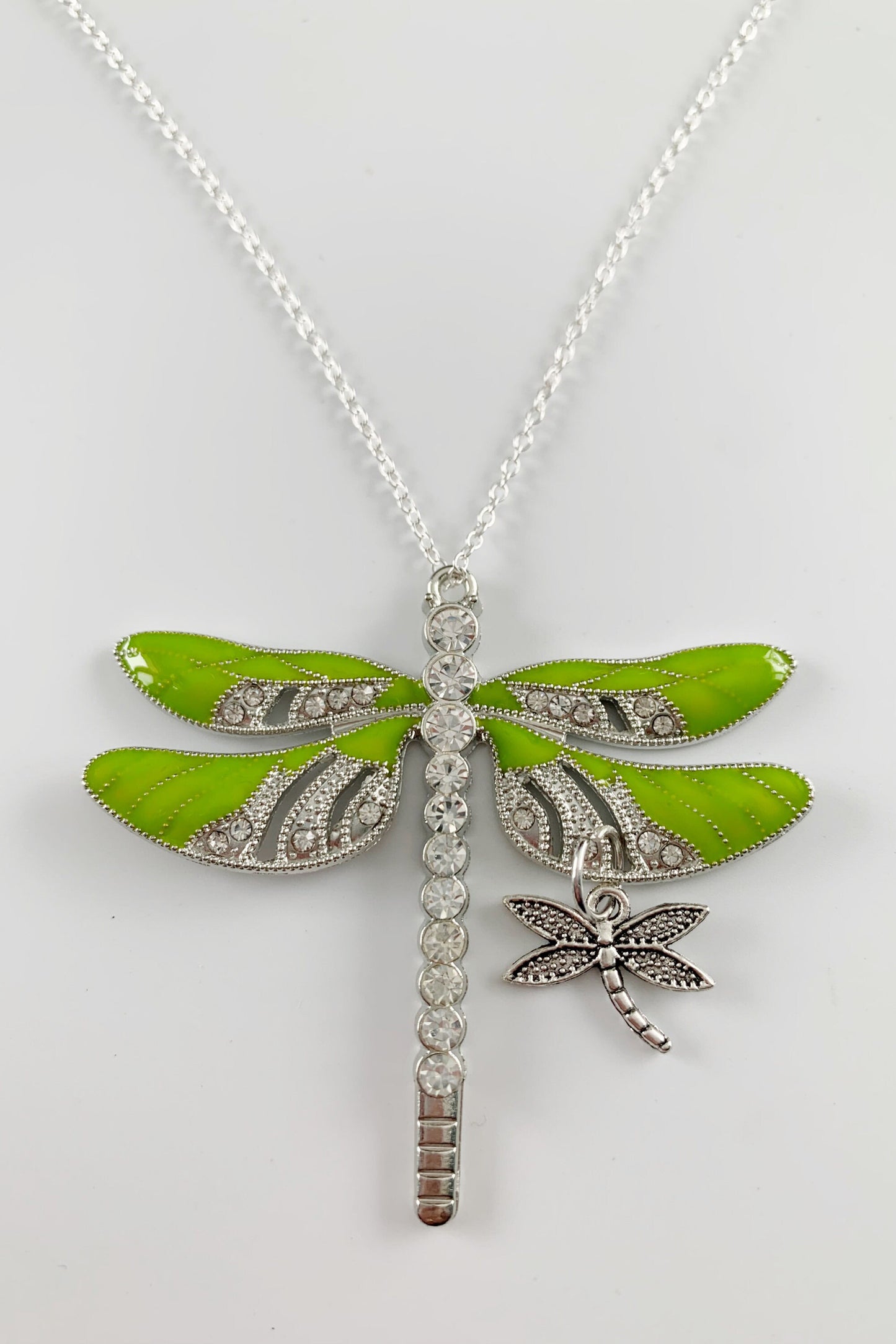 Lime Dragonfly and Baby Keepsake Pendant