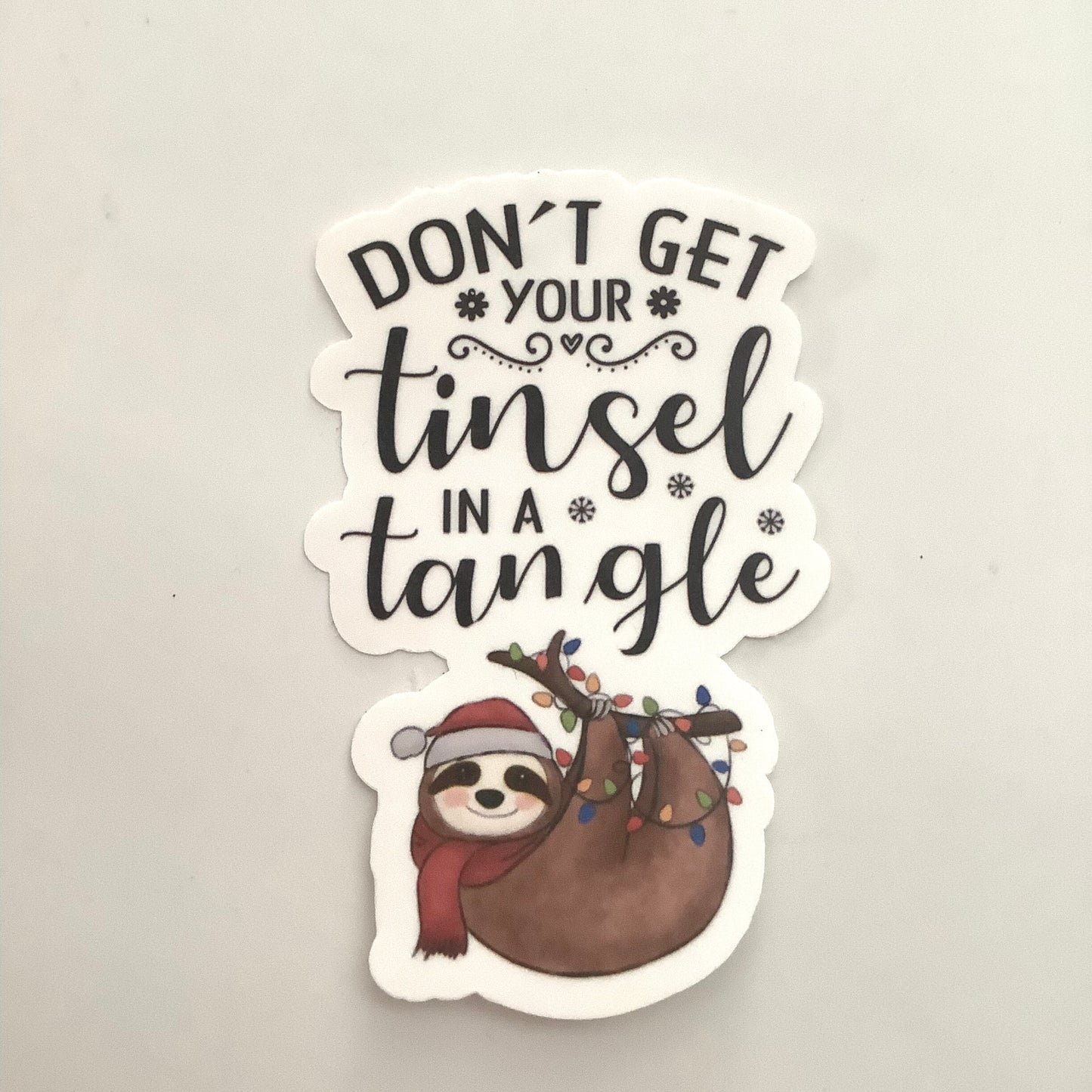 Don't Get Your Tinsel in a Tangle Christmas Sloth Sticker