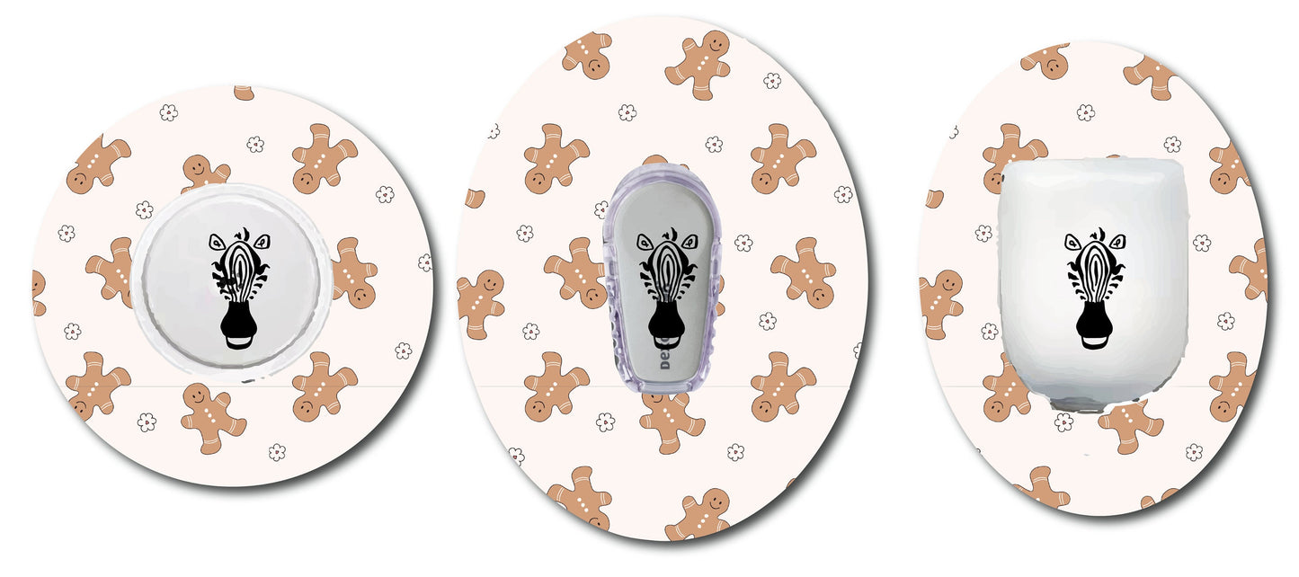 Retro Gingerbread CGM patch for Freestyle LIbre, Dexcom, Omnipod Continuous Glucose Monitor patches and stickers