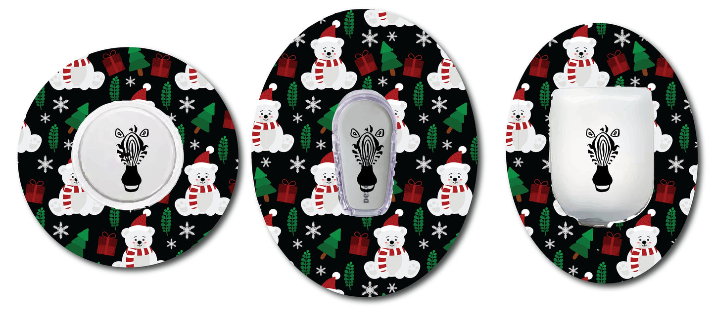 Cute Christmas Bears CGM patch for Freestyle LIbre, Dexcom, Omnipod Continuous Glucose Monitor patches and stickers