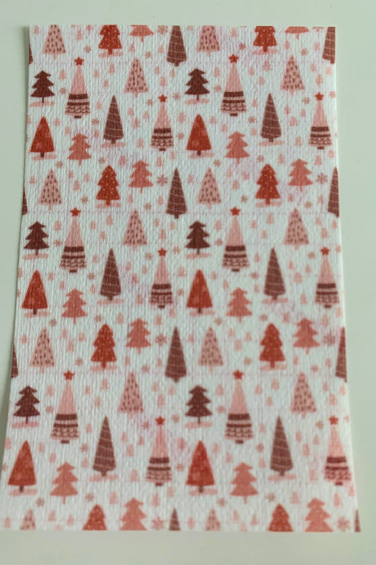Retro Pink Chistmas Trees Tubie Tape