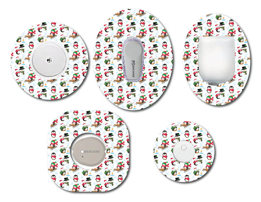 Christmas Penguins CGM patch for Freestyle LIbre, Dexcom, Omnipod Continuous Glucose Monitor patches and stickers